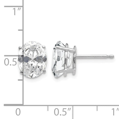 14k White Gold 9x7mm Oval Cubic Zirconia Stud Earrings