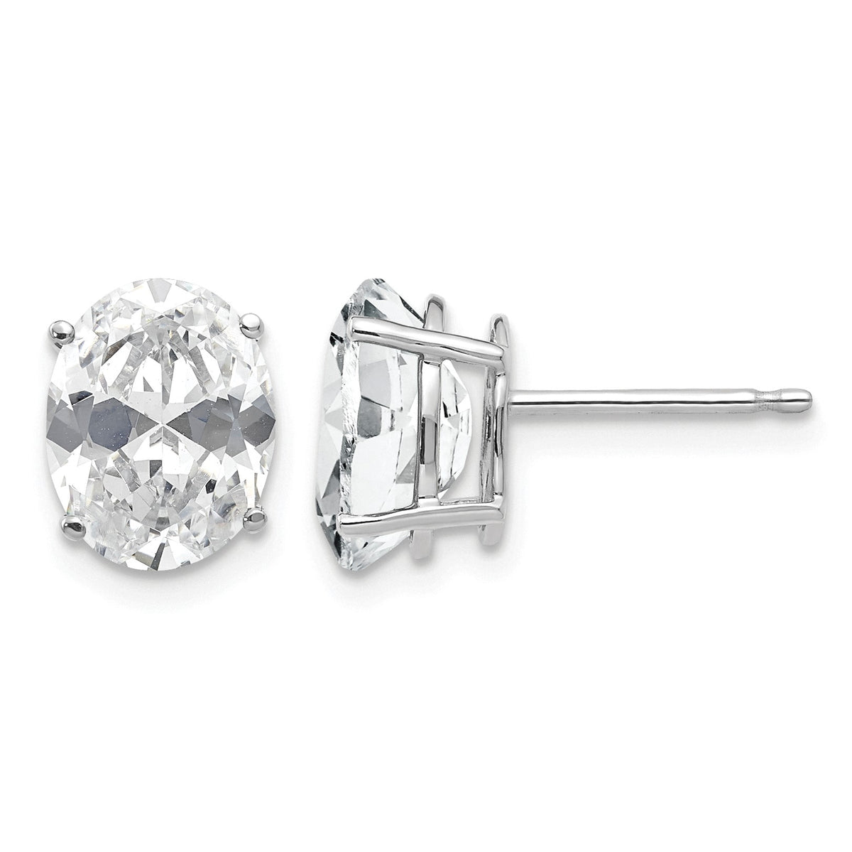 14k White Gold 9x7mm Oval Cubic Zirconia Stud Earrings