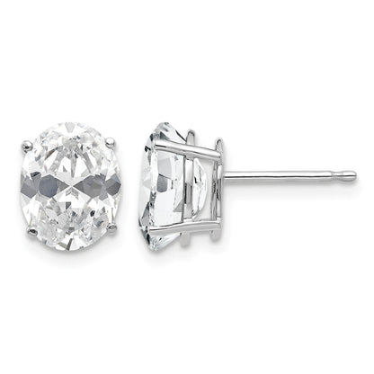 14k White Gold 9x7mm Oval Cubic Zirconia Stud Earrings