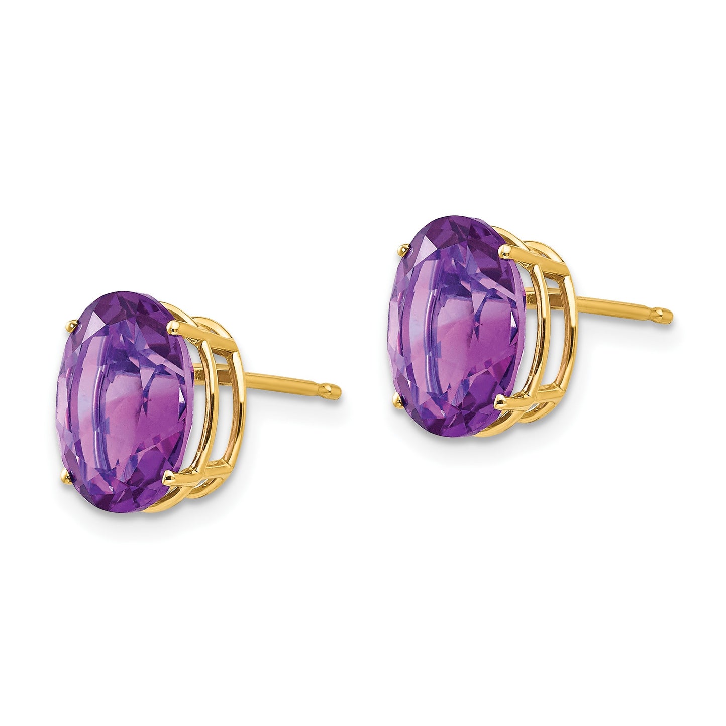 14k 10x8mm Oval Amethyst Post Earrings