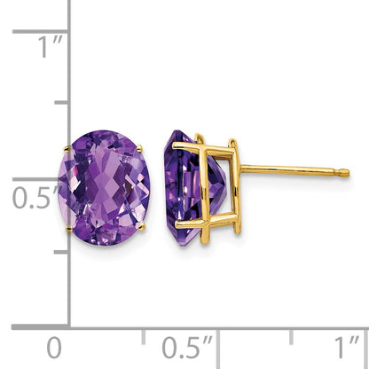 14k 10x8mm Oval Amethyst Post Earrings