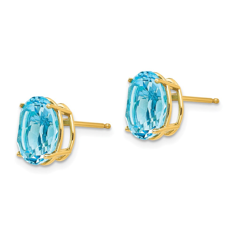 14k 10x8mm Oval Blue Topaz Earrings