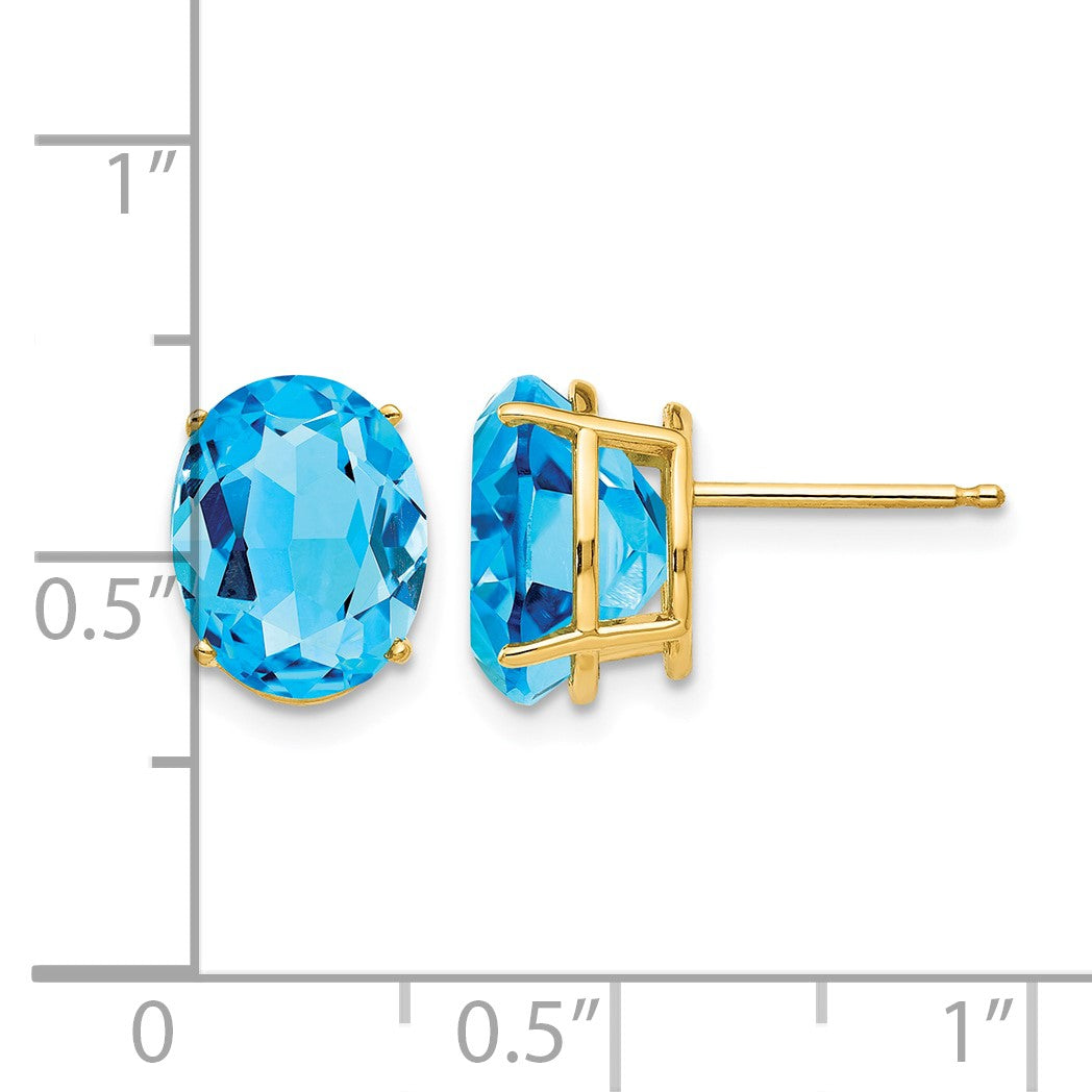 14k 10x8mm Oval Blue Topaz Post Earrings