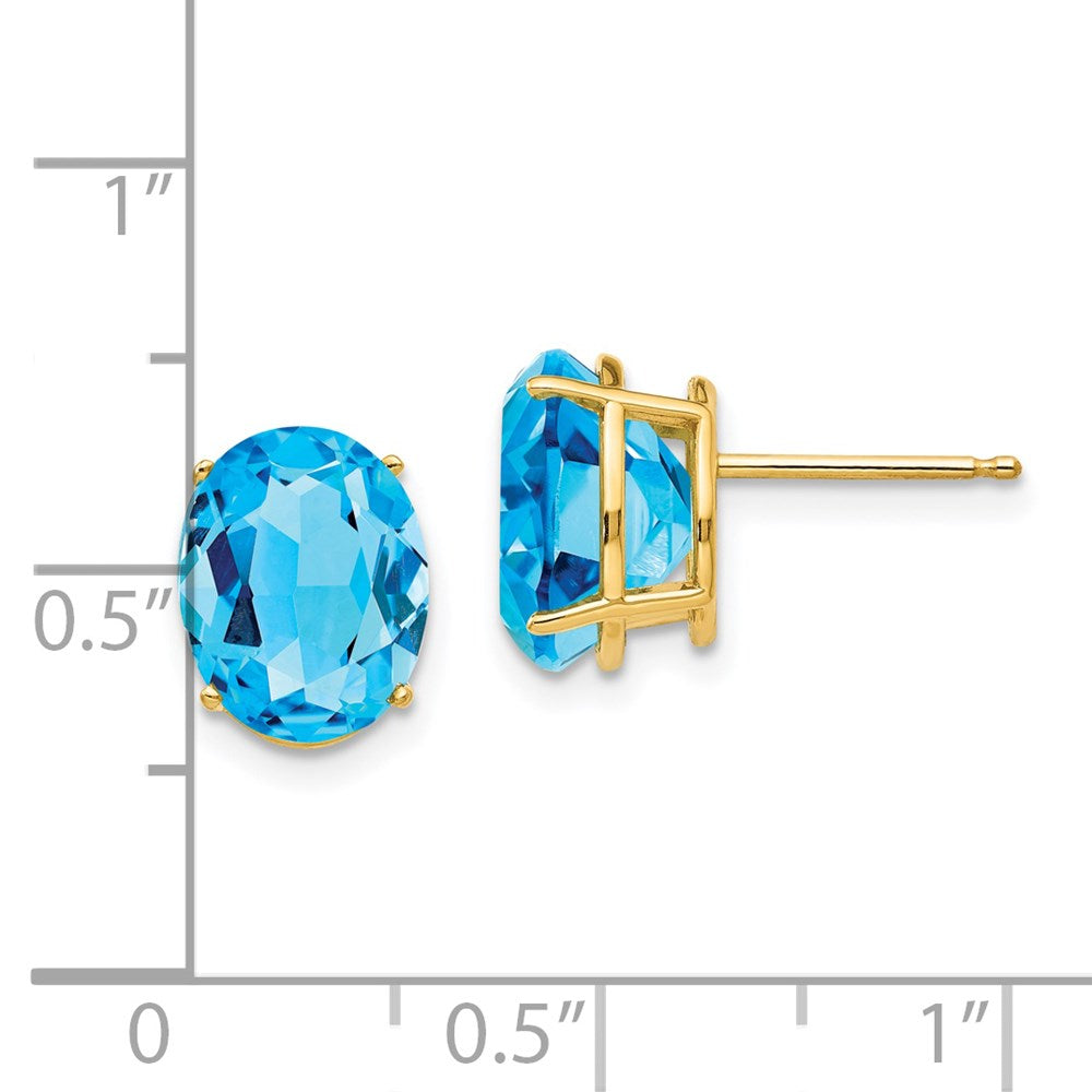 14k 10x8mm Oval Blue Topaz Earrings