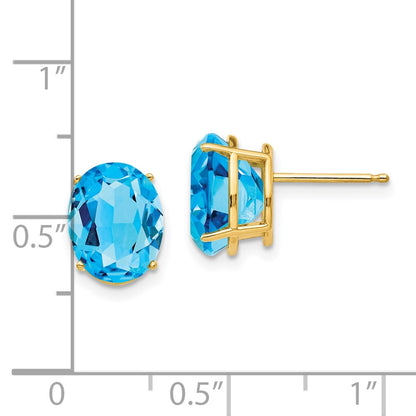 14k 10x8mm Oval Blue Topaz Earrings