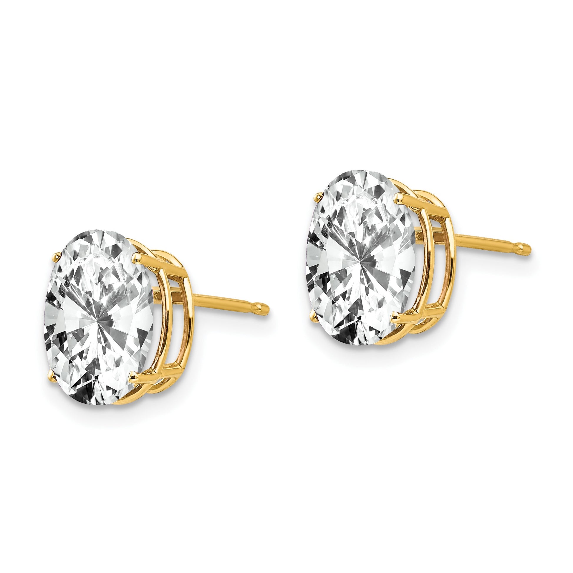 14k 10x8mm Oval Cubic Zirconia Post Earrings
