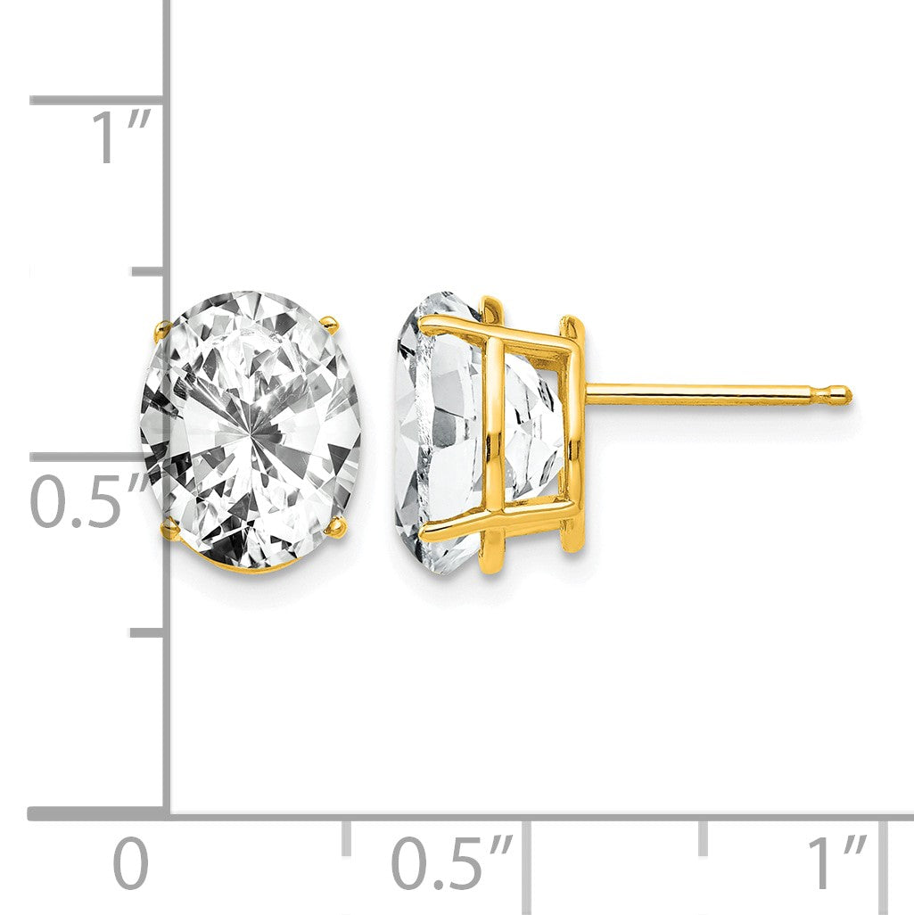 14k 10x8mm Oval Cubic Zirconia Post Earrings