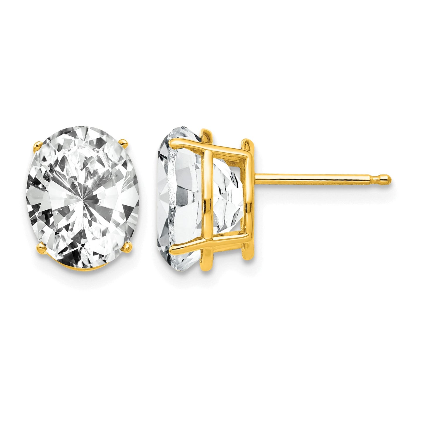 14k 10x8mm Oval Cubic Zirconia Post Earrings