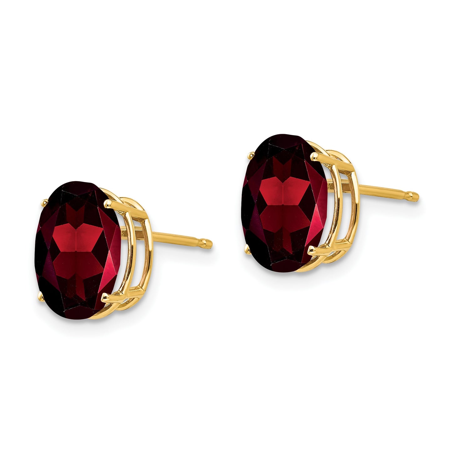 14k 10x8mm Oval Garnet Post Earrings