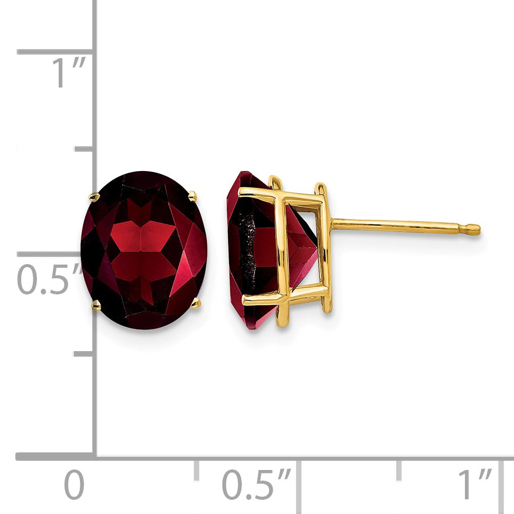 14k 10x8mm Oval Garnet Post Earrings