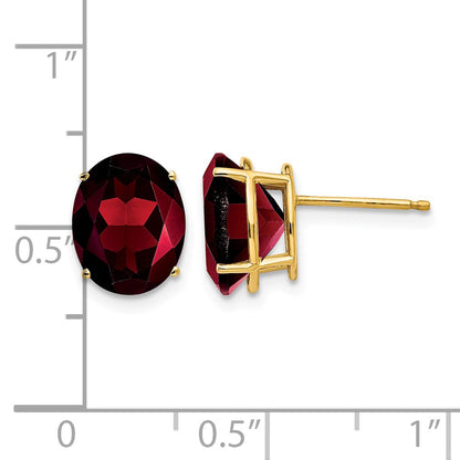 14k 10x8mm Oval Garnet Post Earrings