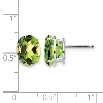 14k White Gold 10x8mm Oval Peridot Post Earrings