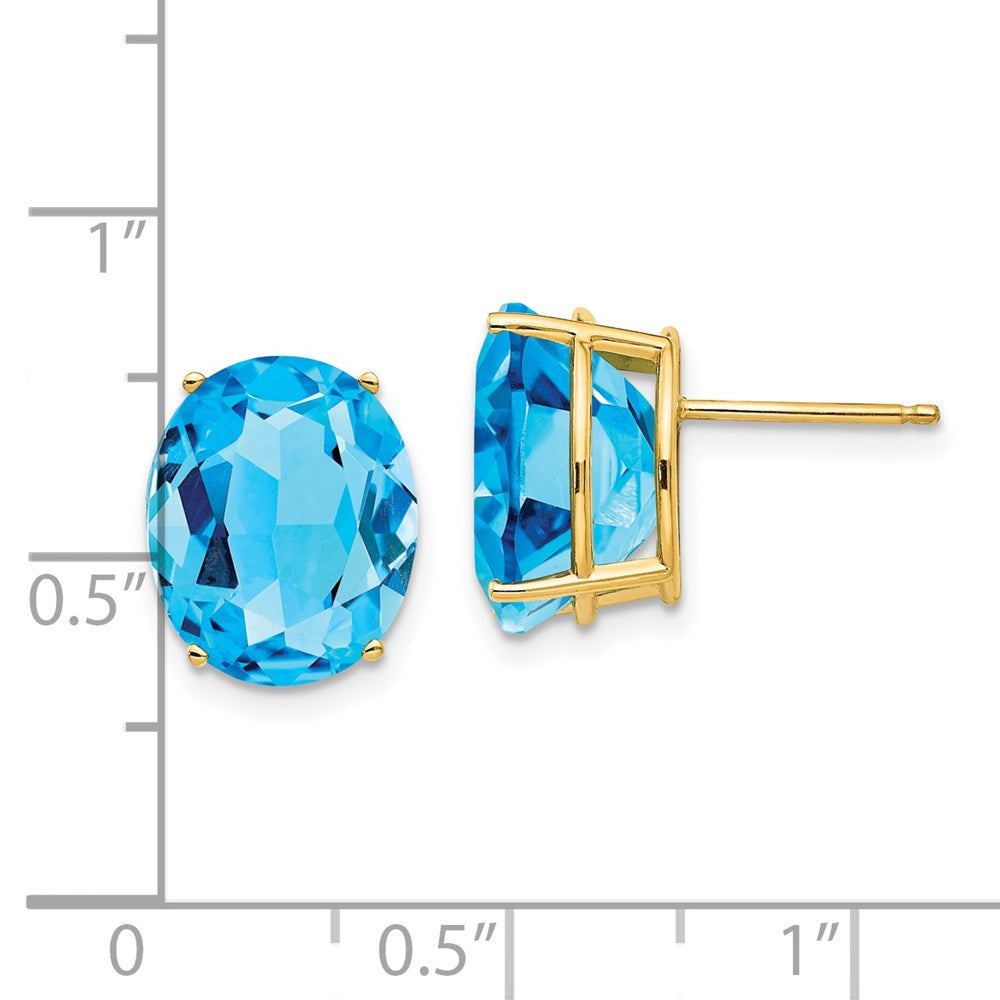 14k 12x10mm Oval Blue Topaz Earrings