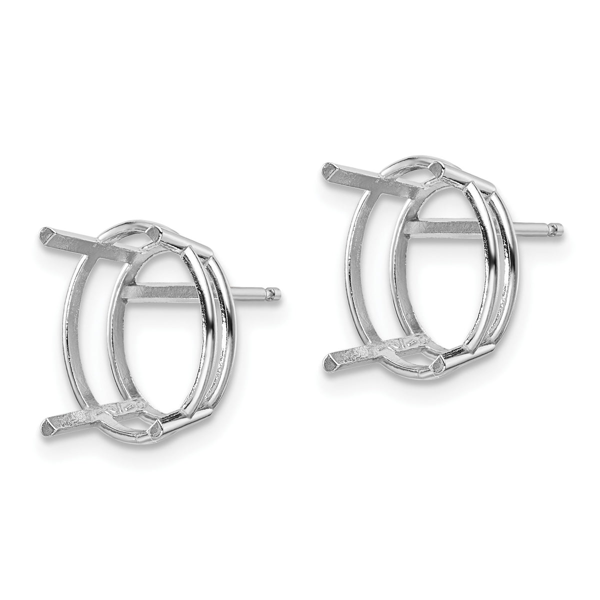 14k White Gold 12x10mm Oval Post Earring Mountings