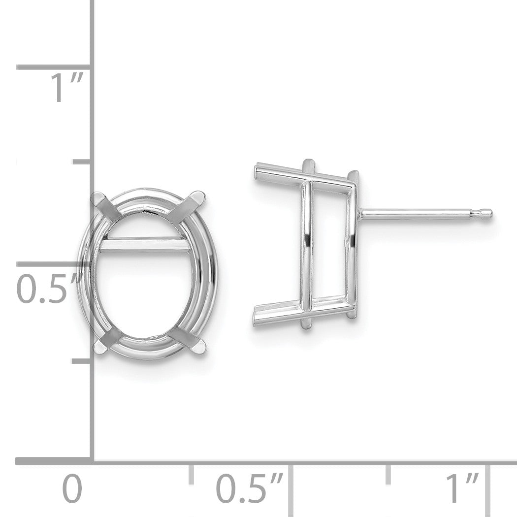 14k White Gold 12x10mm Oval Post Earring Mountings