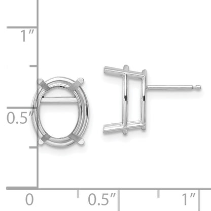 14k White Gold 12x10mm Oval Post Earring Mountings
