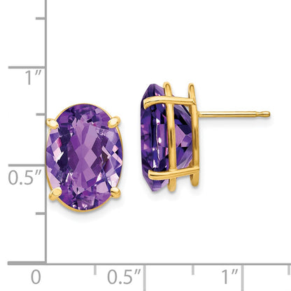 14k 14x10mm Oval Amethyst Earrings