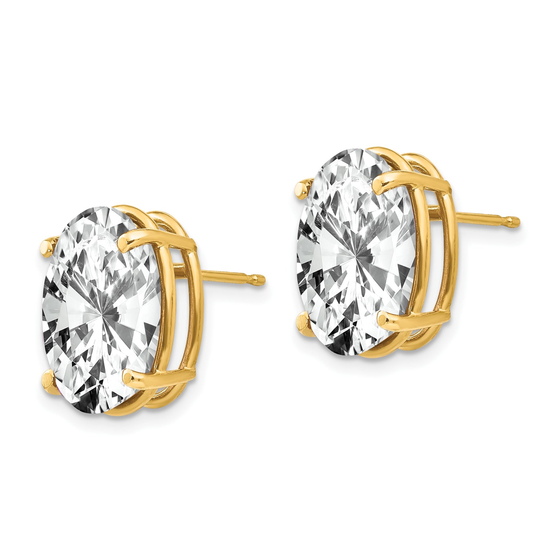 14k 14x10mm Oval Cubic Zirconia Post Earrings