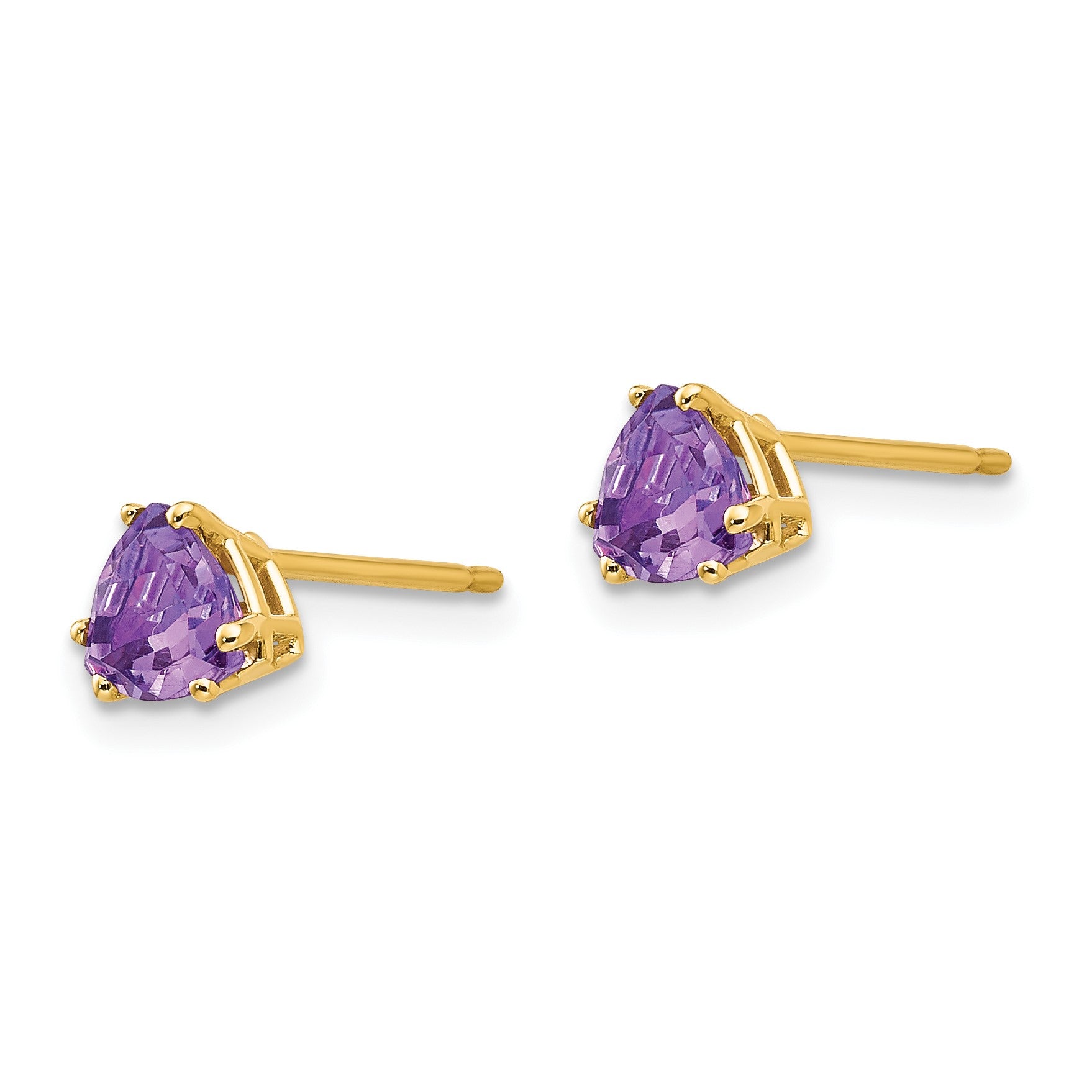 14k 5mm Trillion Amethyst Post Earrings
