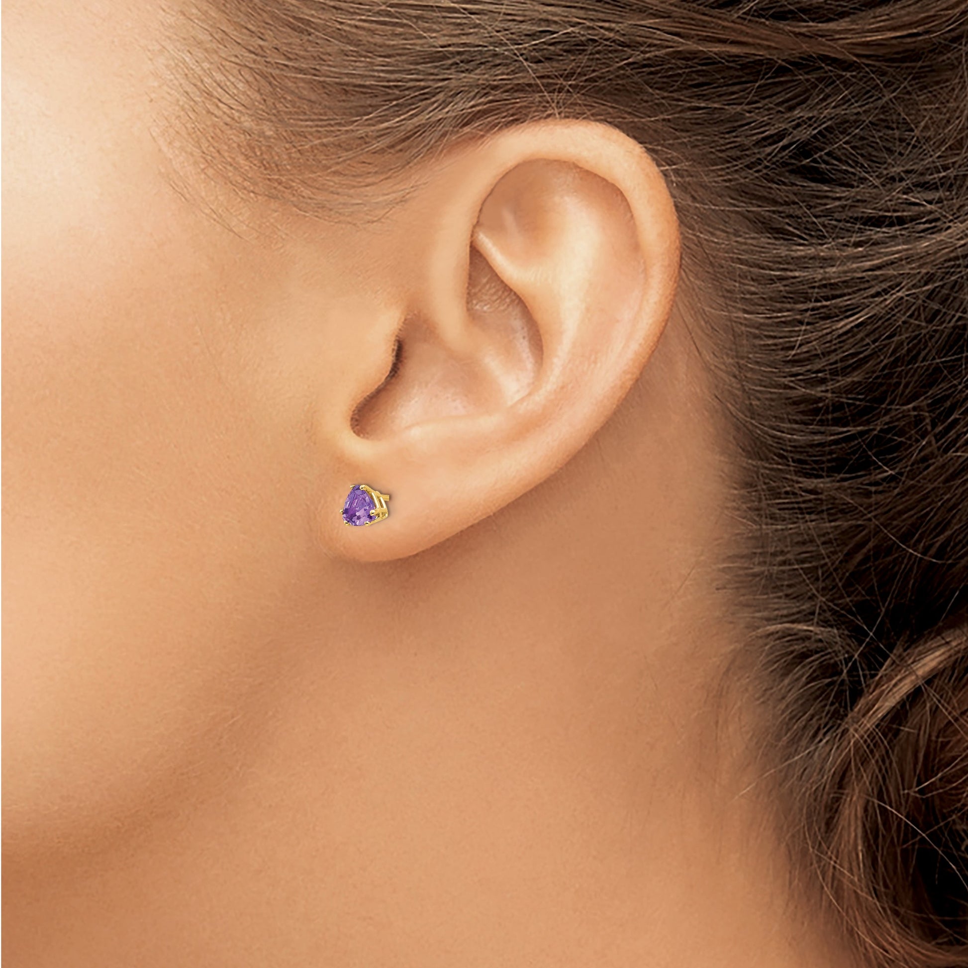 14k 5mm Trillion Amethyst Post Earrings