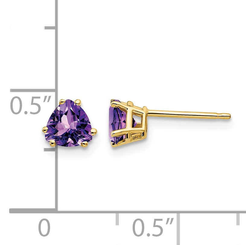 14k 5mm Trillion Amethyst Post Earrings