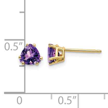 14k 5mm Trillion Amethyst Post Earrings