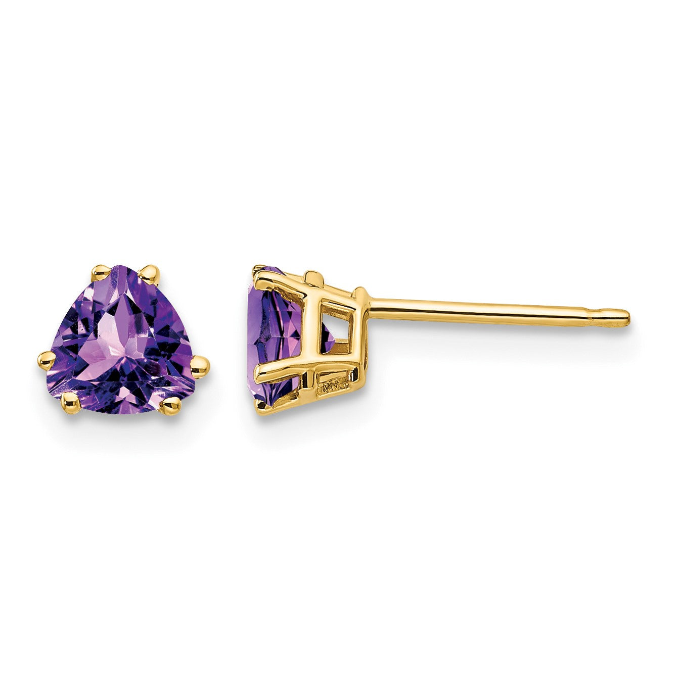 14k 5mm Trillion Amethyst Post Earrings