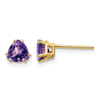 14k 5mm Trillion Amethyst Post Earrings
