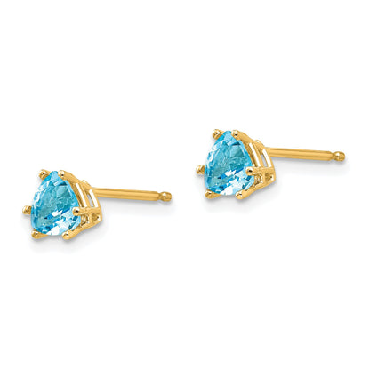 14k 5mm Trillion Blue Topaz Post Earrings