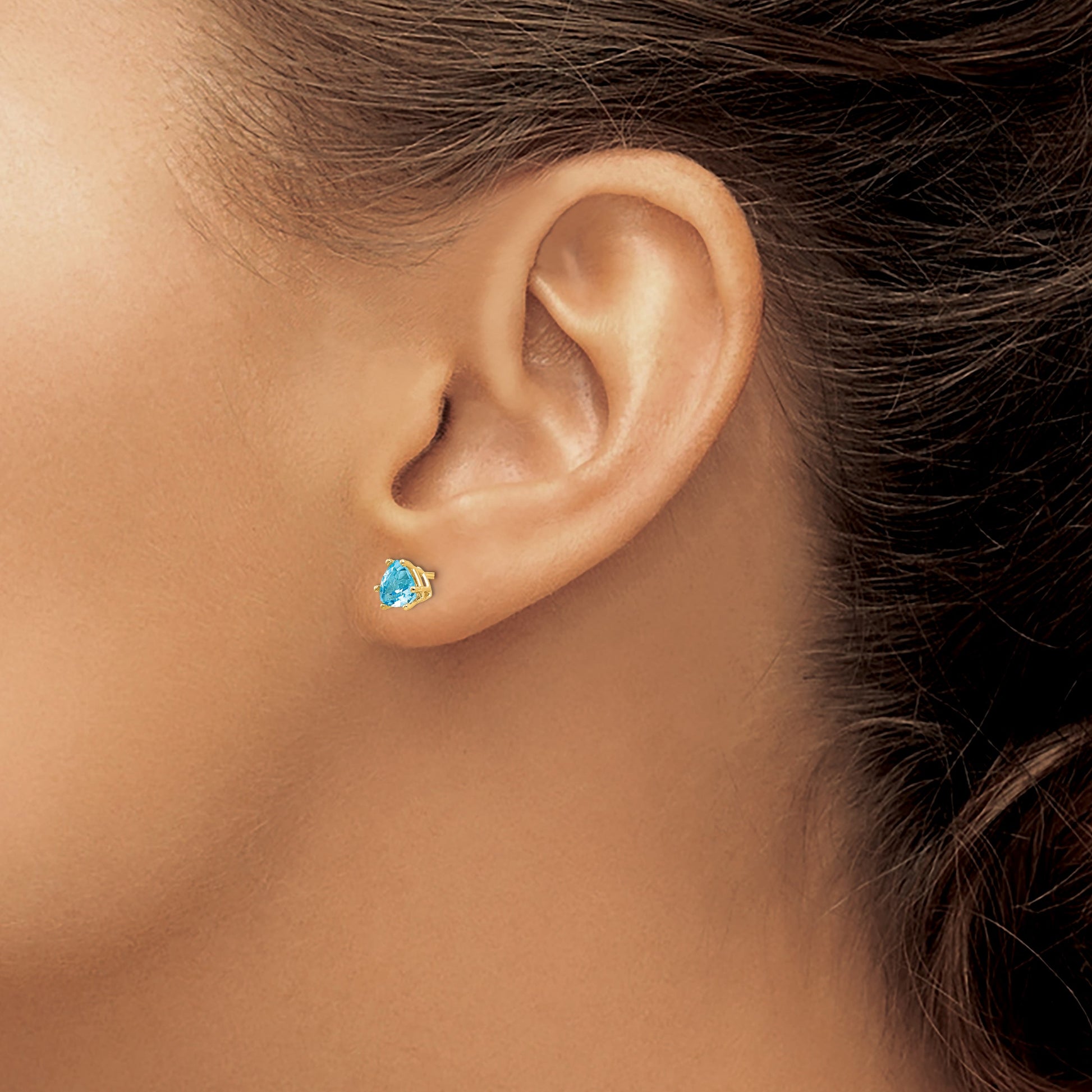 14k 5mm Trillion Blue Topaz Post Earrings