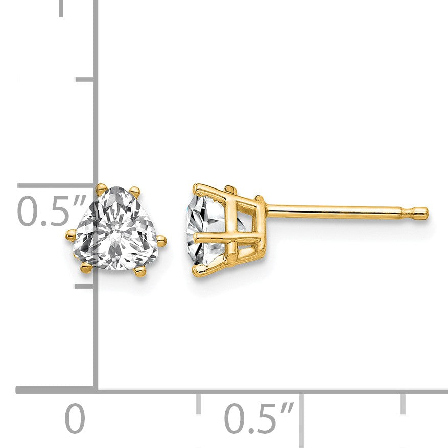 14k 5mm Trillion Cubic Zirconia Post Earrings