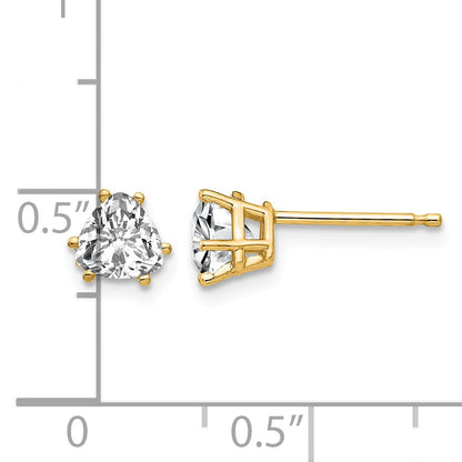 14k 5mm Trillion Cubic Zirconia Post Earrings