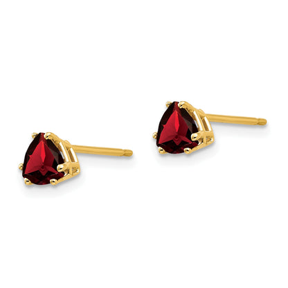 14k 5mm Trillion Garnet Post Earrings