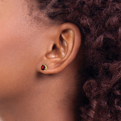 14k 5mm Trillion Garnet Post Earrings