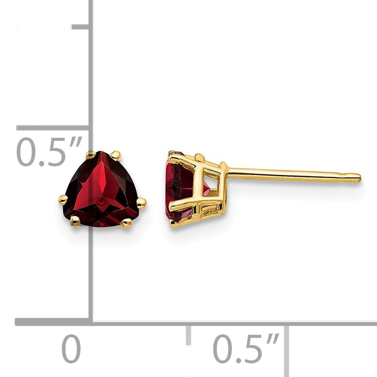 14k 5mm Trillion Garnet Post Earrings