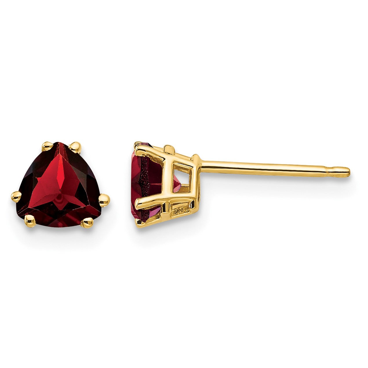 14k 5mm Trillion Garnet Post Earrings