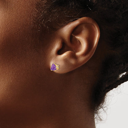14k 6mm Trillion Amethyst Post Earrings