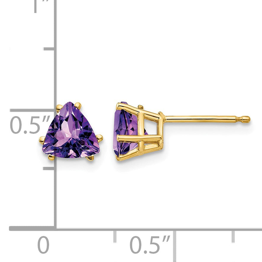 14k 6mm Trillion Amethyst Post Earrings