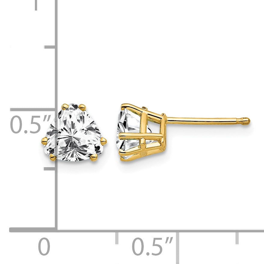 14k 6mm Trillion Cubic Zirconia Post Earrings