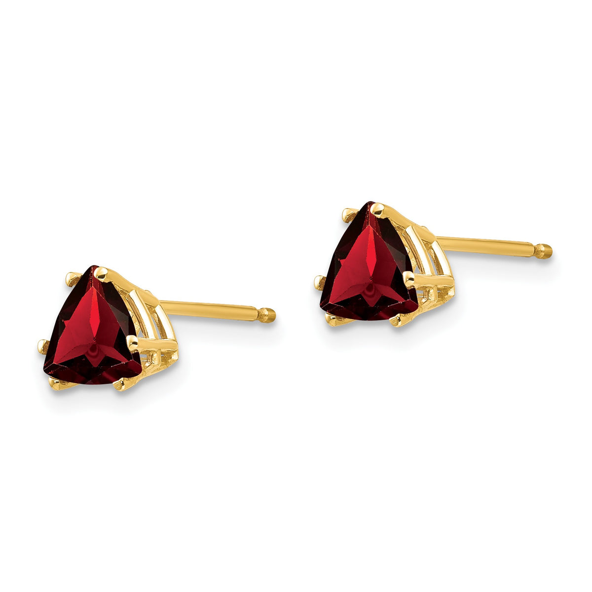 14k 6mm Trillion Garnet Post Earrings