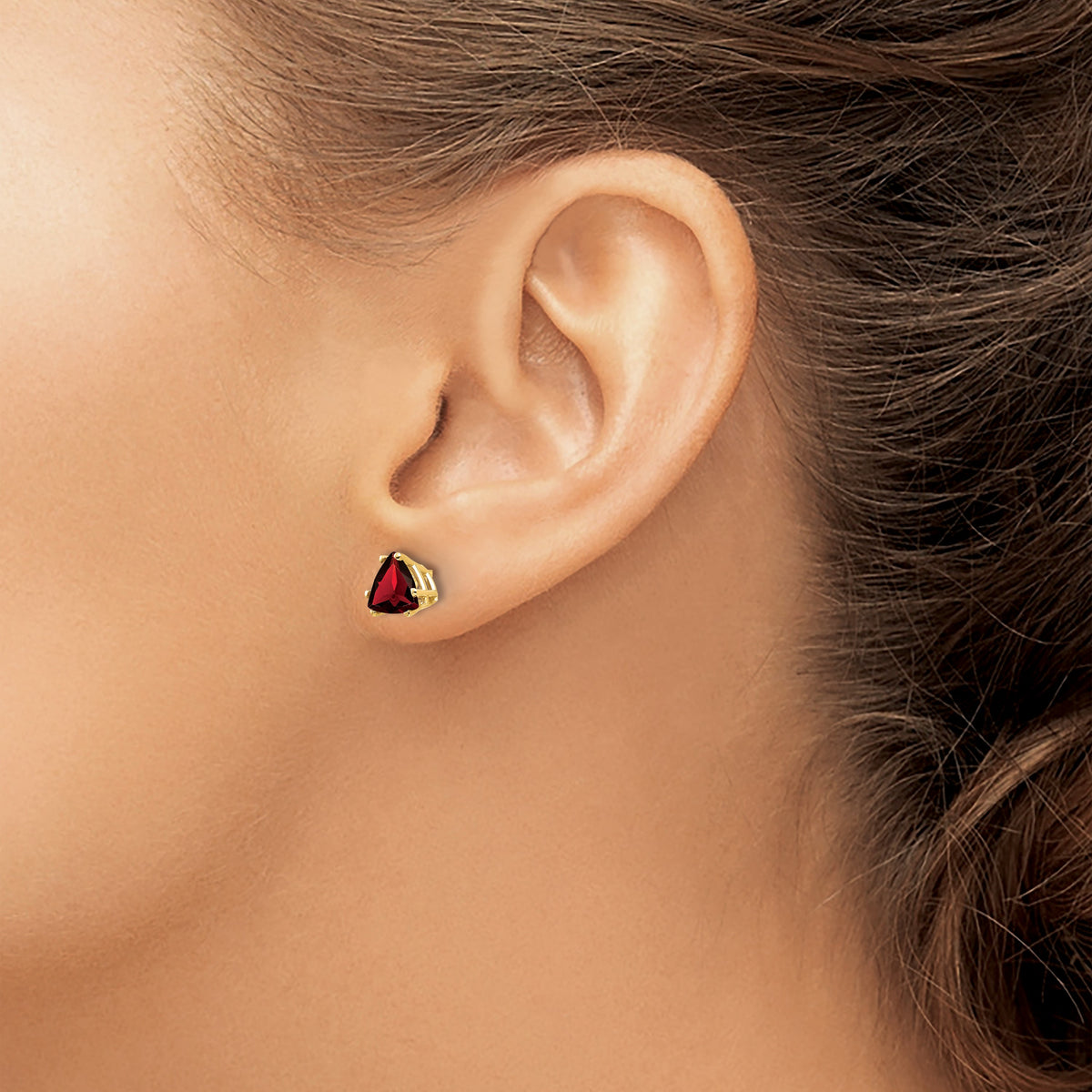 14k 6mm Trillion Garnet Post Earrings