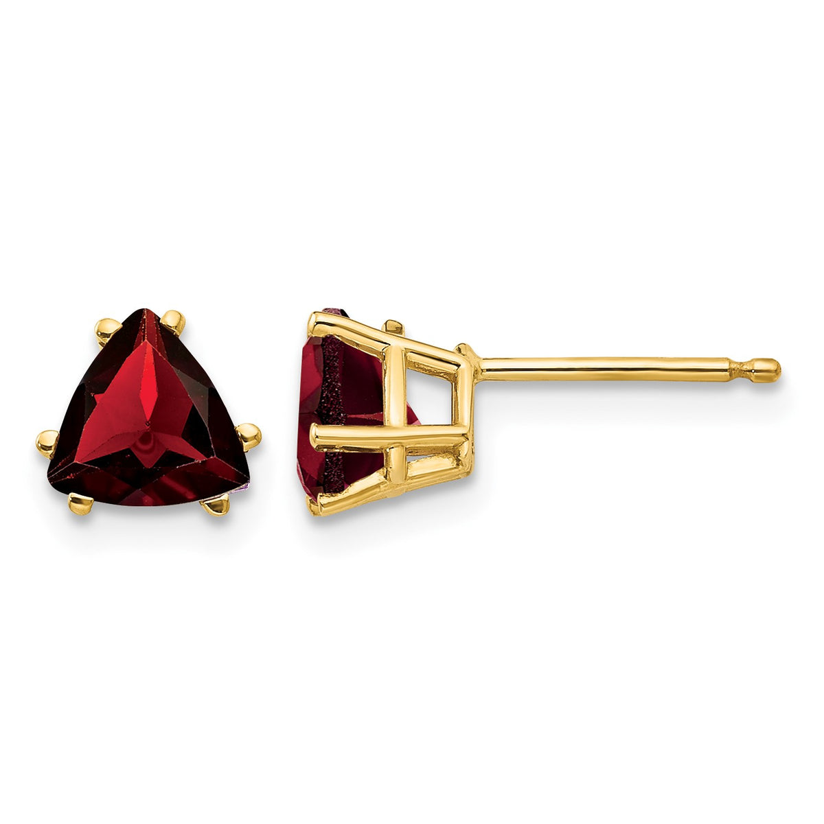 14k 6mm Trillion Garnet Post Earrings
