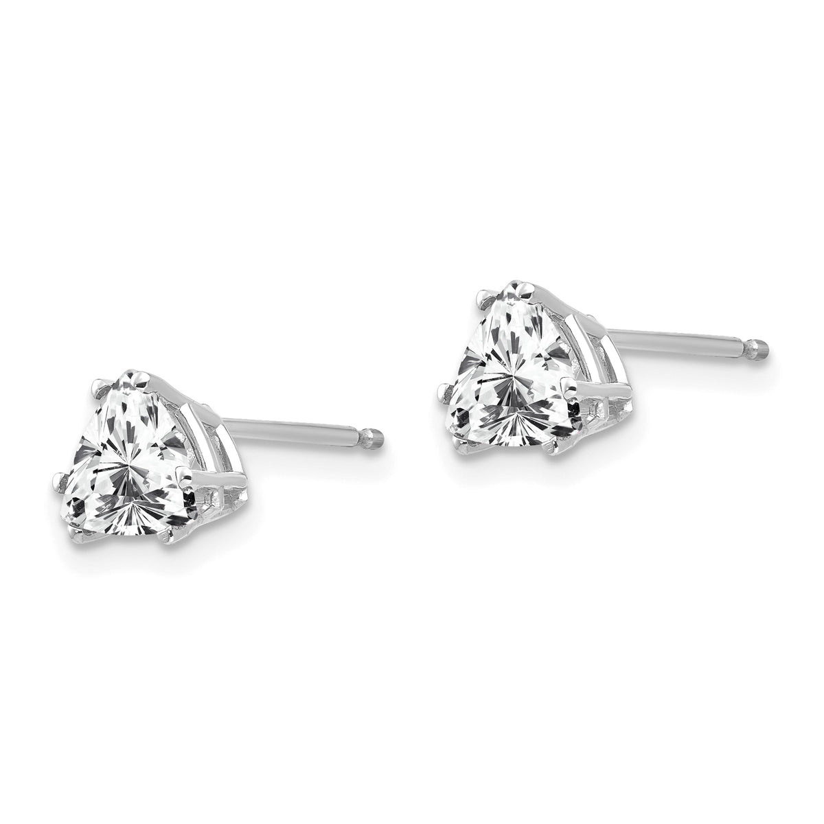 14k White Gold 6mm Trillion Cubic Zirconia Post Earrings