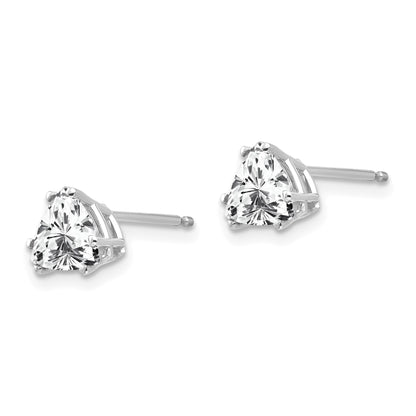 14k White Gold 6mm Trillion Cubic Zirconia Post Earrings