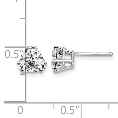 14k White Gold 6mm Trillion Cubic Zirconia Post Earrings