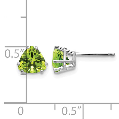 14k White Gold 6mm Trillion Peridot Post Earrings
