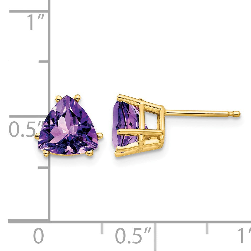 14k 7mm Trillion Amethyst Post Earrings
