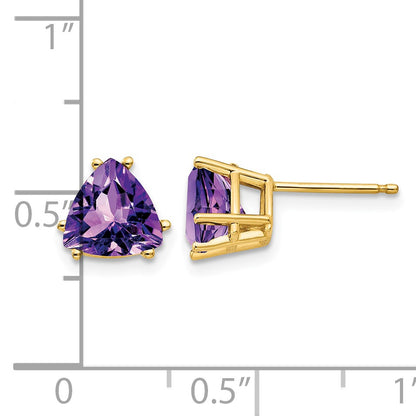 14k 7mm Trillion Amethyst Post Earrings