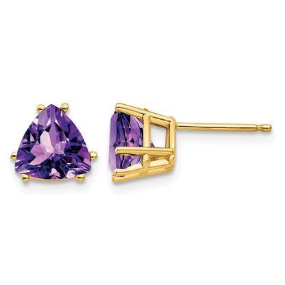 14k 7mm Trillion Amethyst Post Earrings
