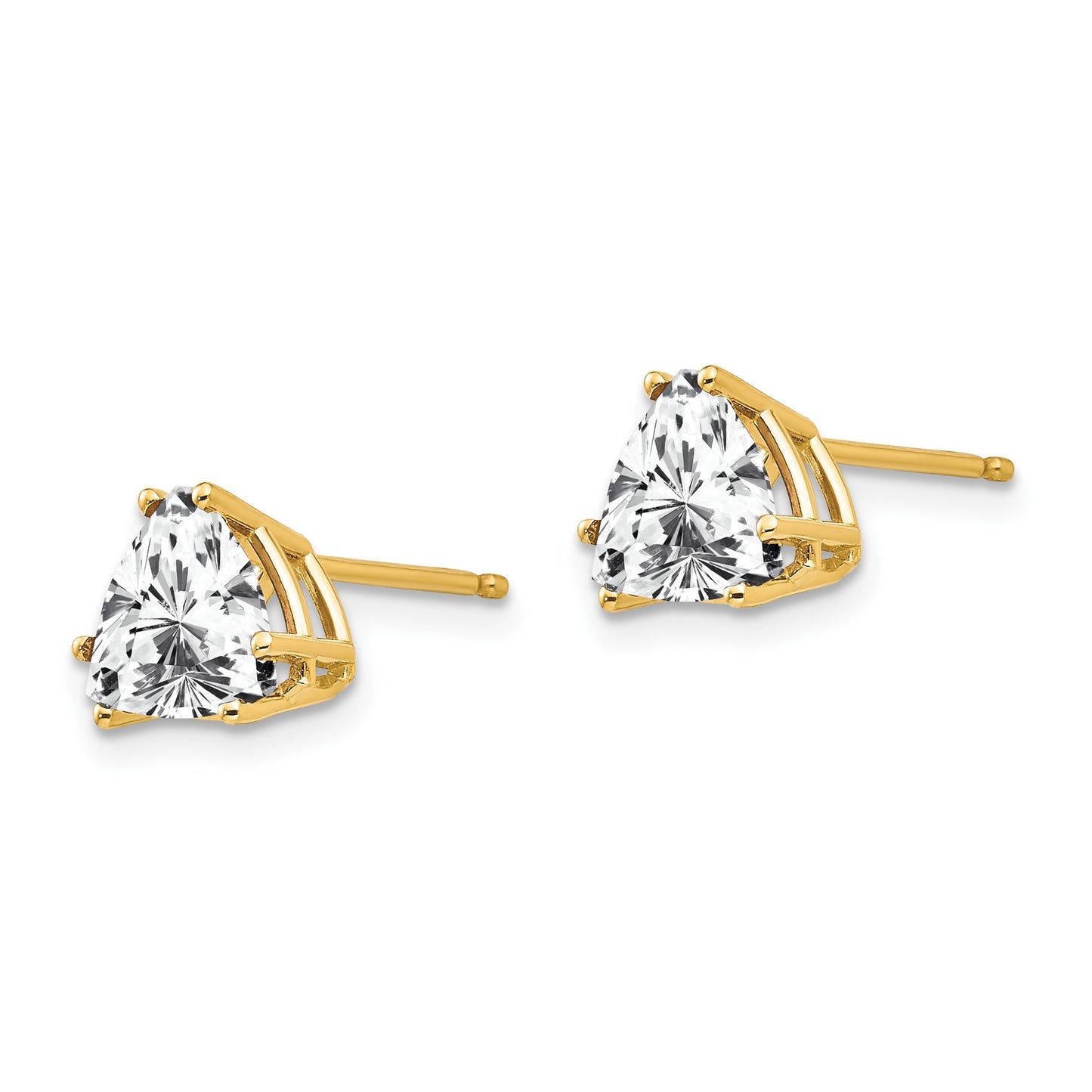 14k 7mm Trillion Cubic Zirconia Post Earrings